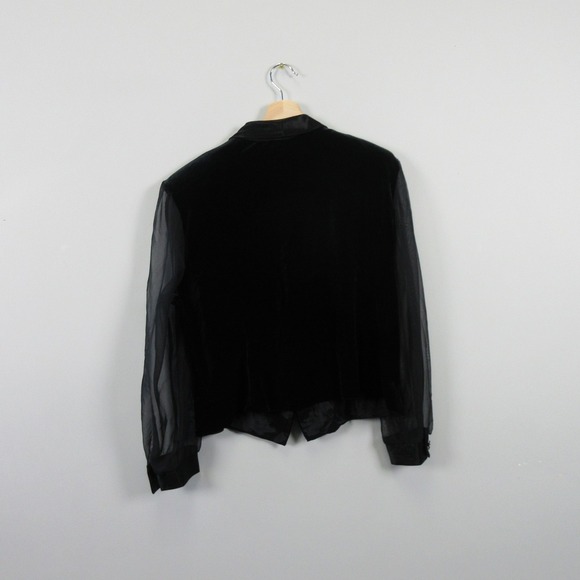 VTG Another Thyme Blouse Women XL Black Velvet Top Whimsigoth Goth Wednesday 298 - Picture 2 of 10